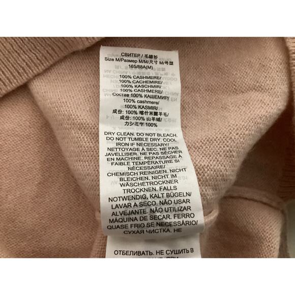 Tory Burch 100% Cashmere Crewneck Long Sleeve Sweater size M peach/light pink - Picture 9 of 9